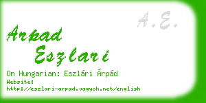 arpad eszlari business card